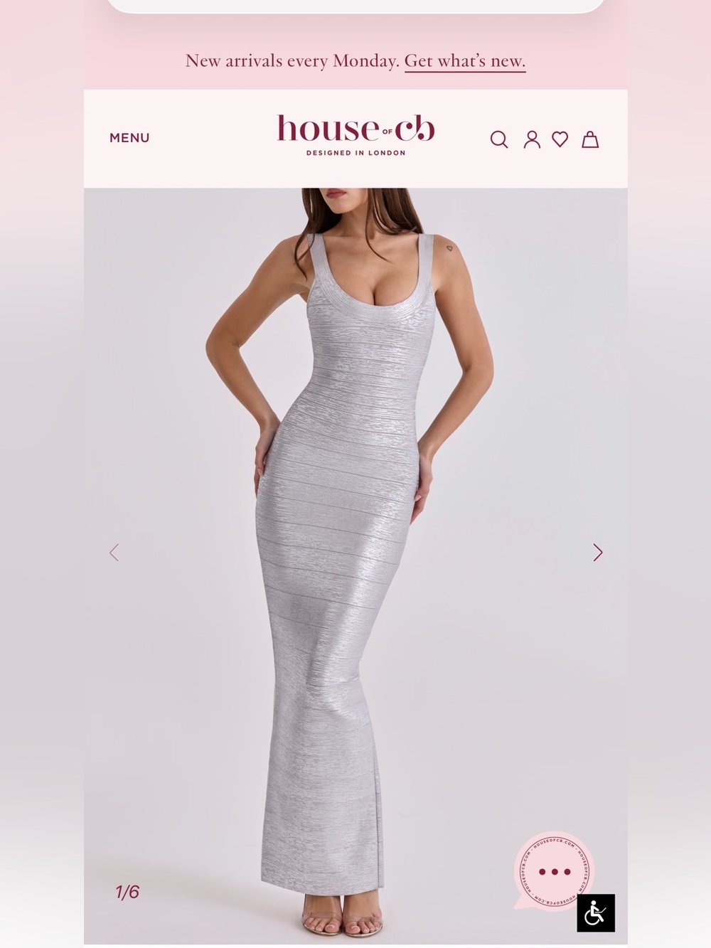 House Of CB limited edition silver bandage dress